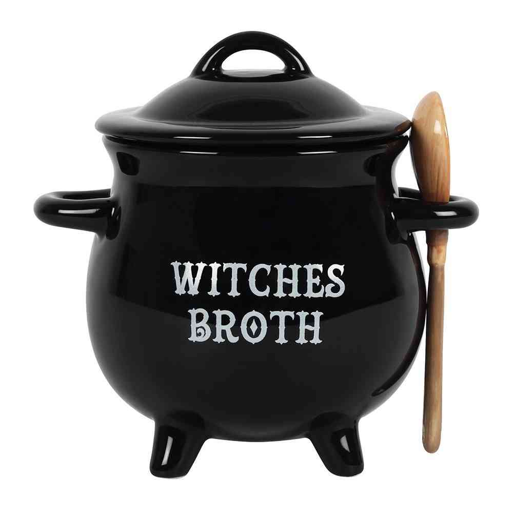Something Different - Witches Broth Cauldron with Broom spoon Bol de soupe - Noir